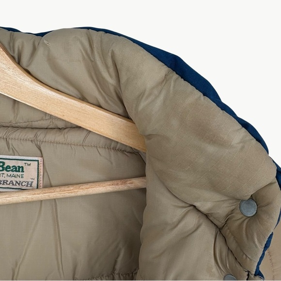 Vintage 70s L.L. Bean Hooded Puffer Parka | Sz Small (Estimated) | Blue & Tan - Picture 12 of 16